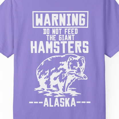 Funny Alaska Bear Warning Sign Shirt Comfort Colors T-Shirt – Violet – Alaska Cruise Shirts Close Up