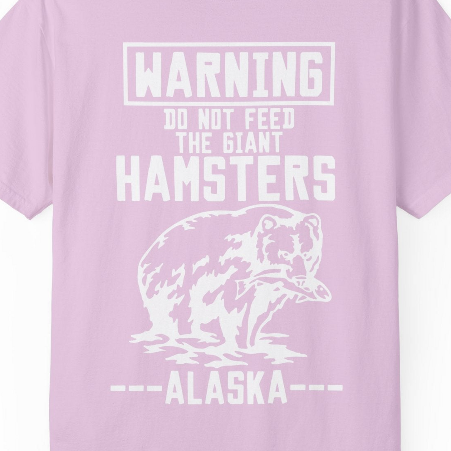 Funny Alaska Bear Warning Sign Shirt Comfort Colors T-Shirt – Orchid – Alaska Cruise Shirts Close Up