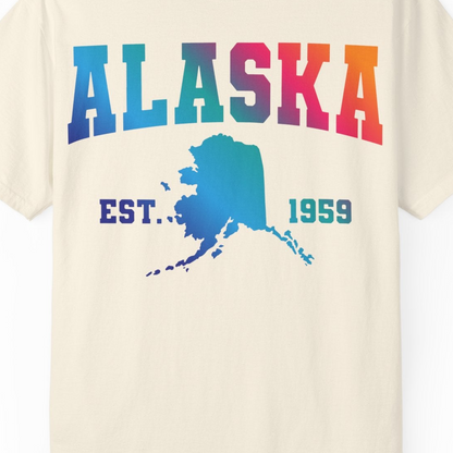 Retro Alaska Est 1959 Shirt Comfort Colors T-Shirt – Ivory – Alaska Cruise Shirts Close Up
