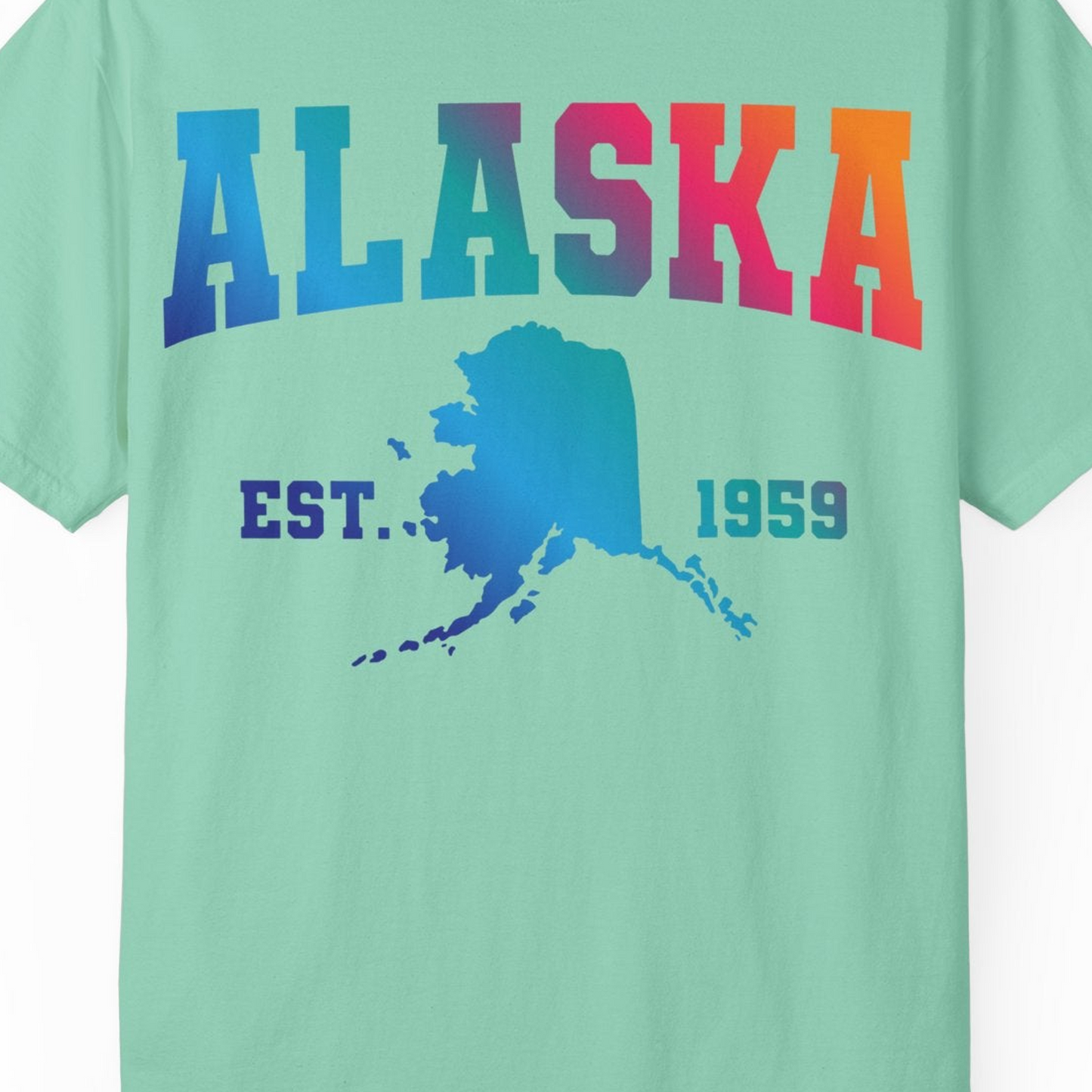 Retro Alaska Est 1959 Shirt Comfort Colors T-Shirt – Island Reef – Alaska Cruise Shirts Close Up