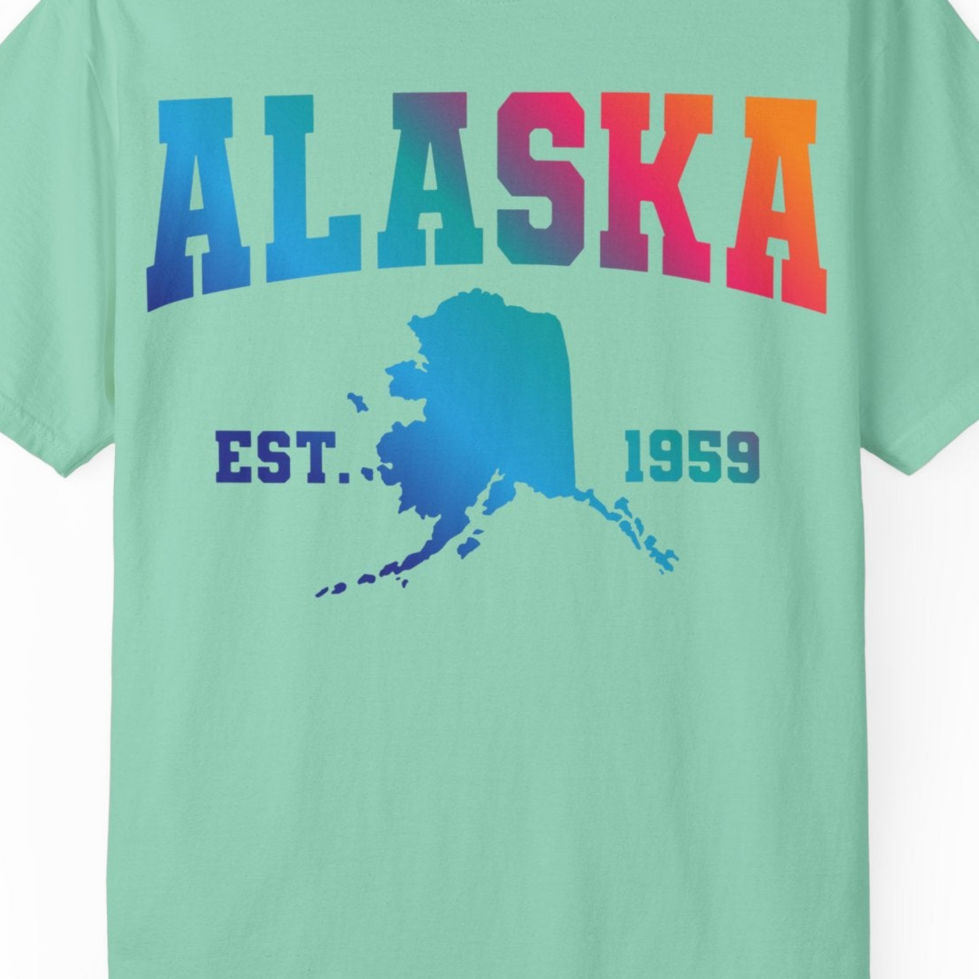 Retro Alaska Est 1959 Shirt Comfort Colors T-Shirt – Island Reef – Alaska Cruise Shirts Close Up