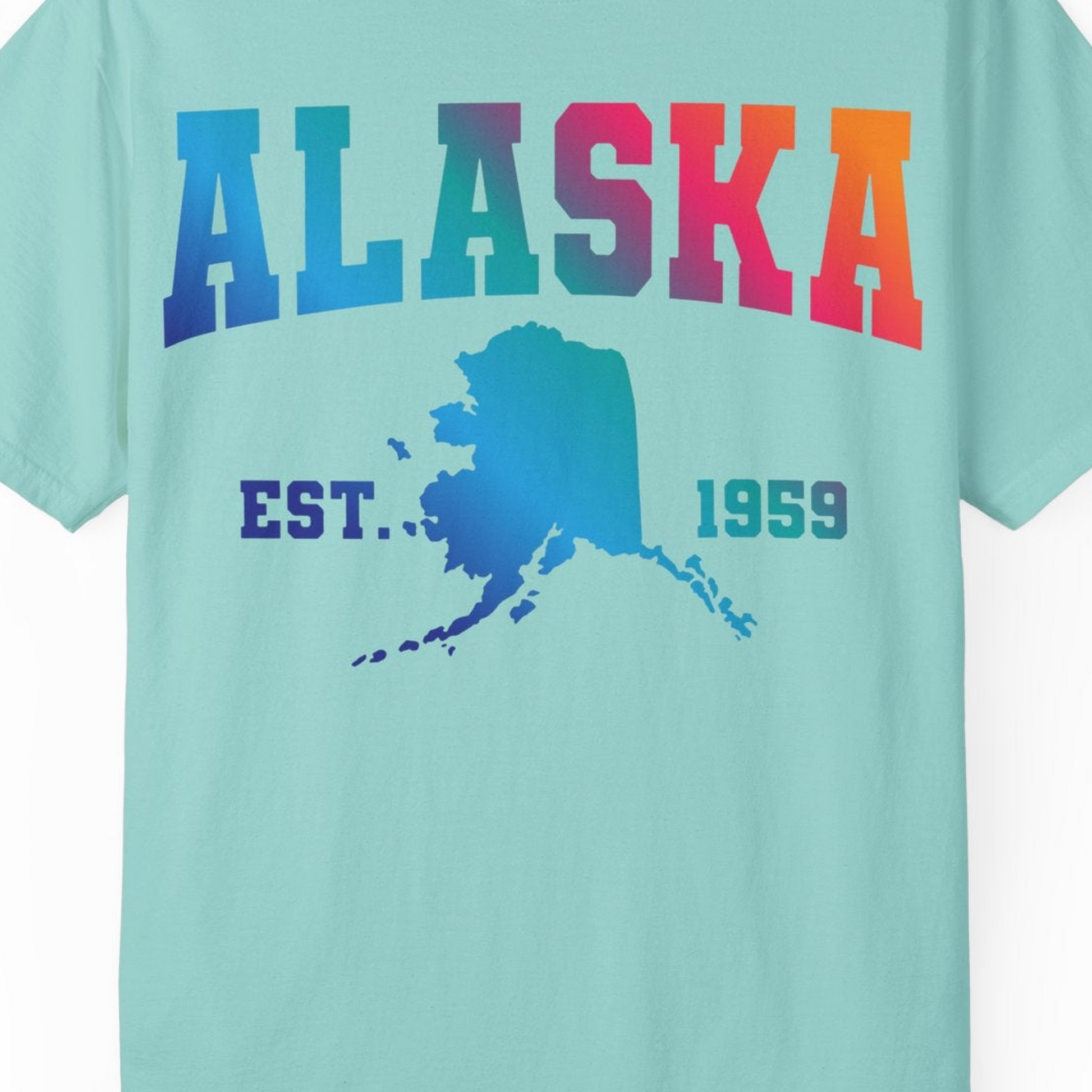 Retro Alaska Est 1959 Shirt Comfort Colors T-Shirt – Chalky Mint – Alaska Cruise Shirts Close Up