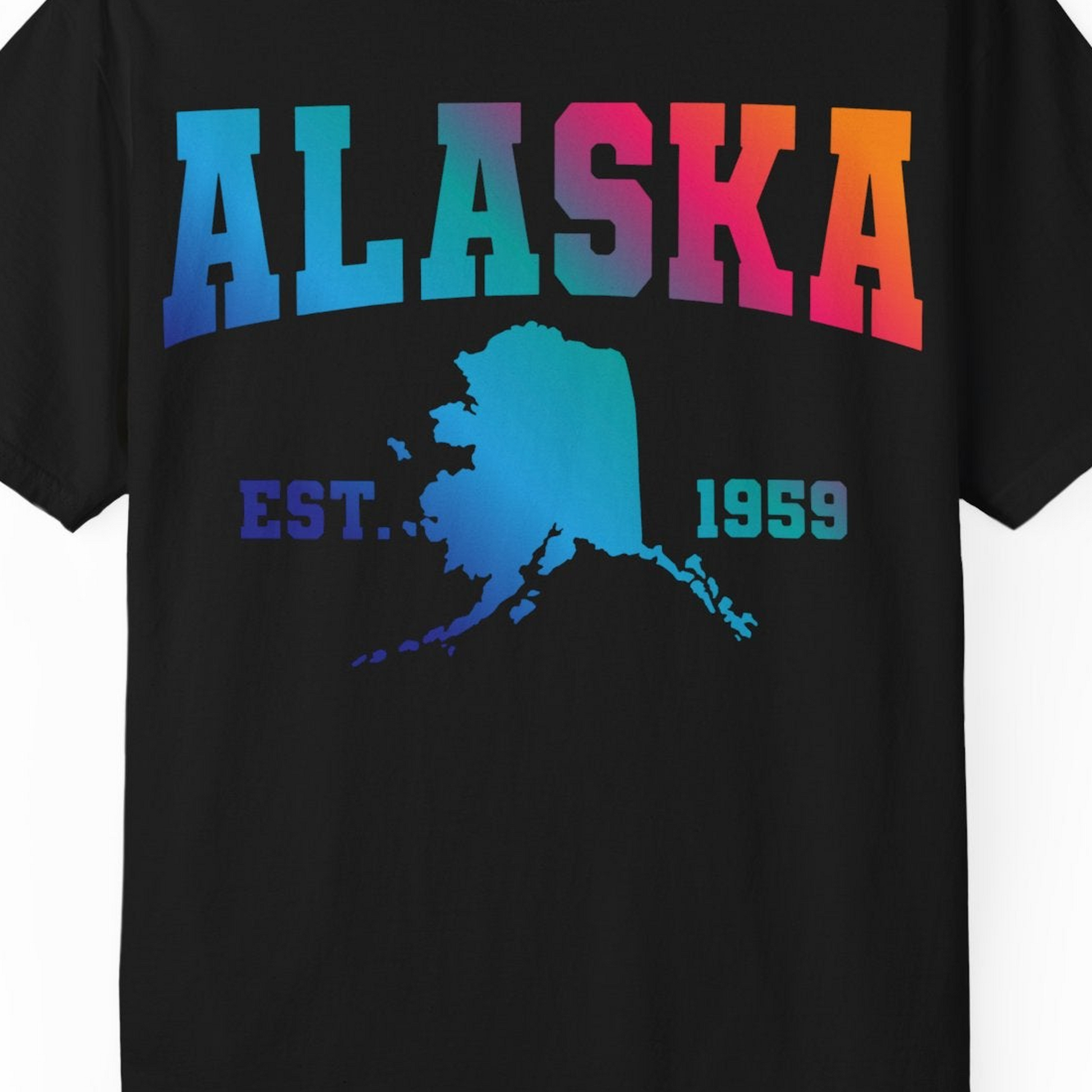 Retro Alaska Est 1959 Shirt Comfort Colors T-Shirt – Black – Alaska Cruise Shirts Close Up