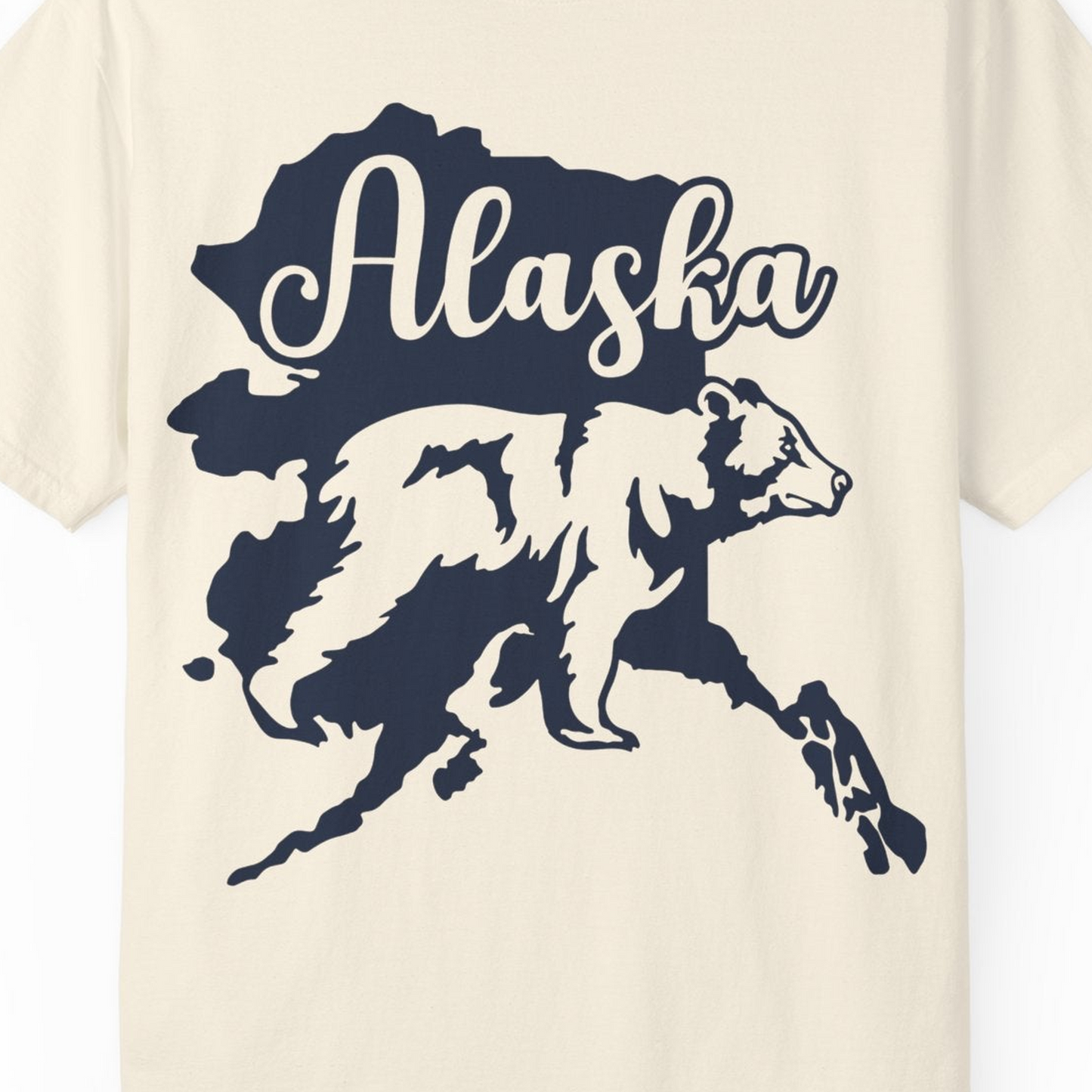 Alaska Bear Silhouette Shirt Comfort Colors T-Shirt – Ivory – Alaska Cruise Shirts Close Up
