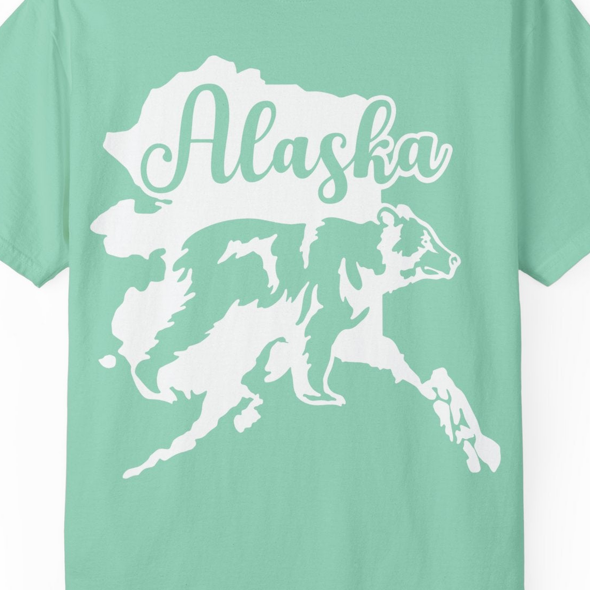 Alaska Bear Silhouette Shirt Comfort Colors T-Shirt – Island Reef – Alaska Cruise Shirts Close Up