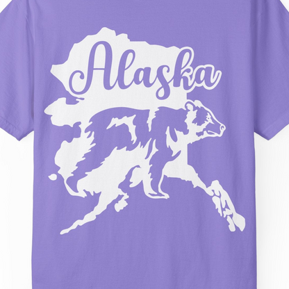 Alaska Bear Silhouette Shirt Comfort Colors T-Shirt – Violet – Alaska Cruise Shirts Close Up