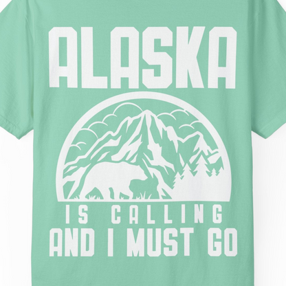 Alaska Is Calling Shirt Comfort Colors T-Shirt – Island Reef – Alaska Cruise Shirts Close Up