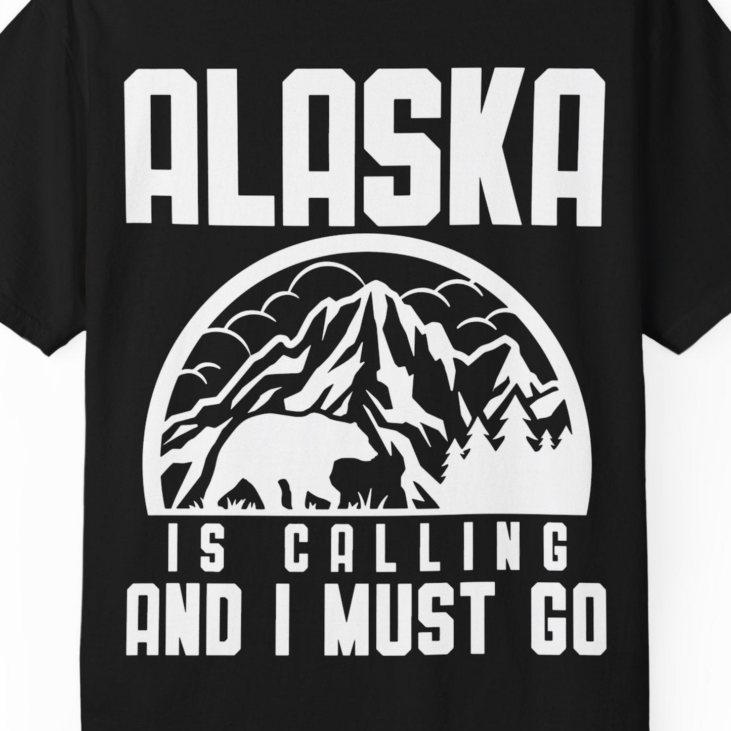 Alaska Is Calling Shirt Comfort Colors T-Shirt – Black – Alaska Cruise Shirts Close Up