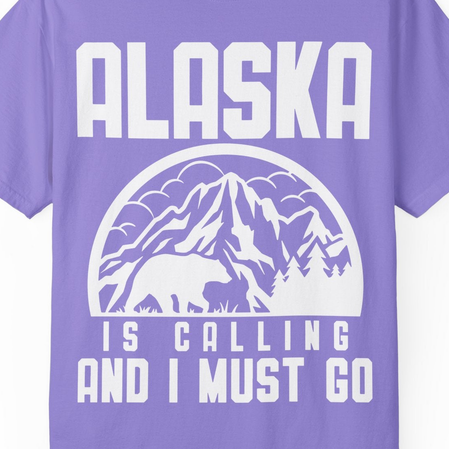 Alaska Is Calling Shirt Comfort Colors T-Shirt – Violet – Alaska Cruise Shirts Close Up
