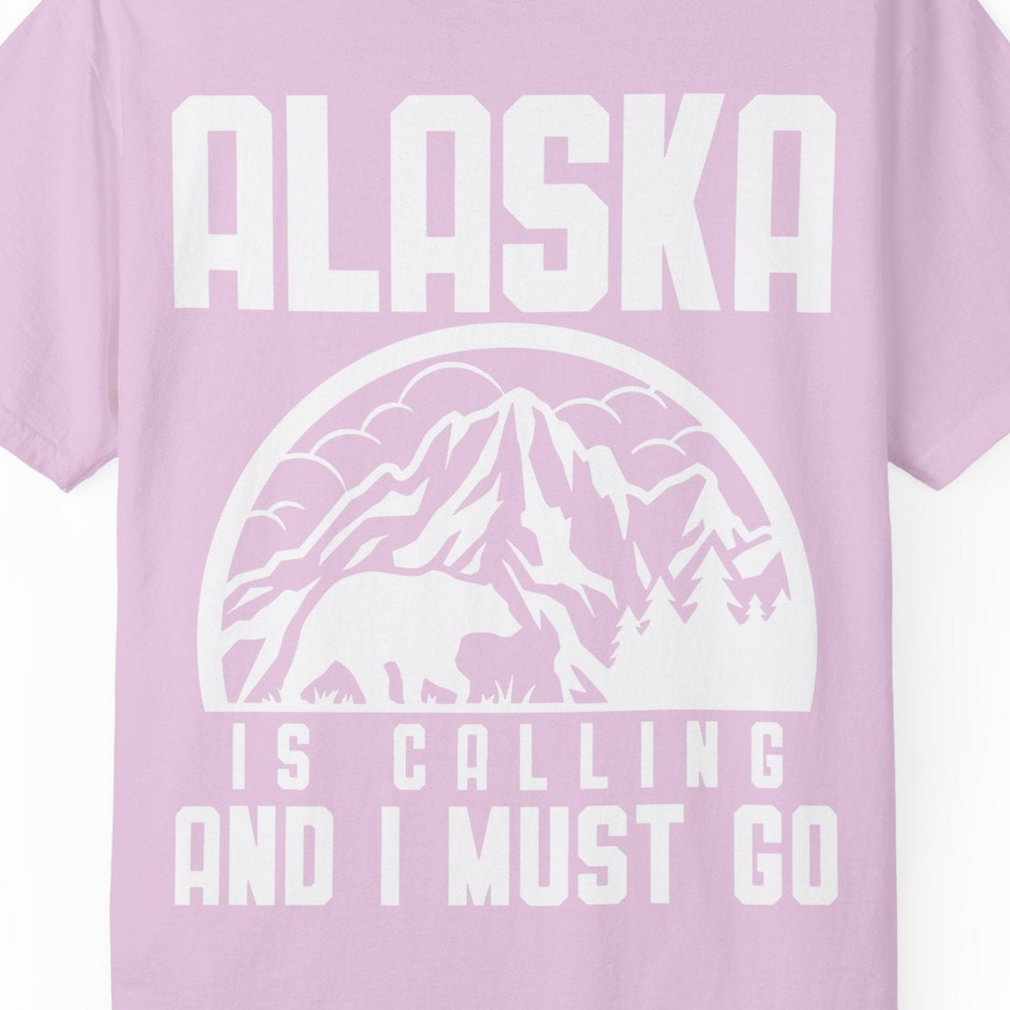 Alaska Is Calling Shirt Comfort Colors T-Shirt – Orchid – Alaska Cruise Shirts Close Up