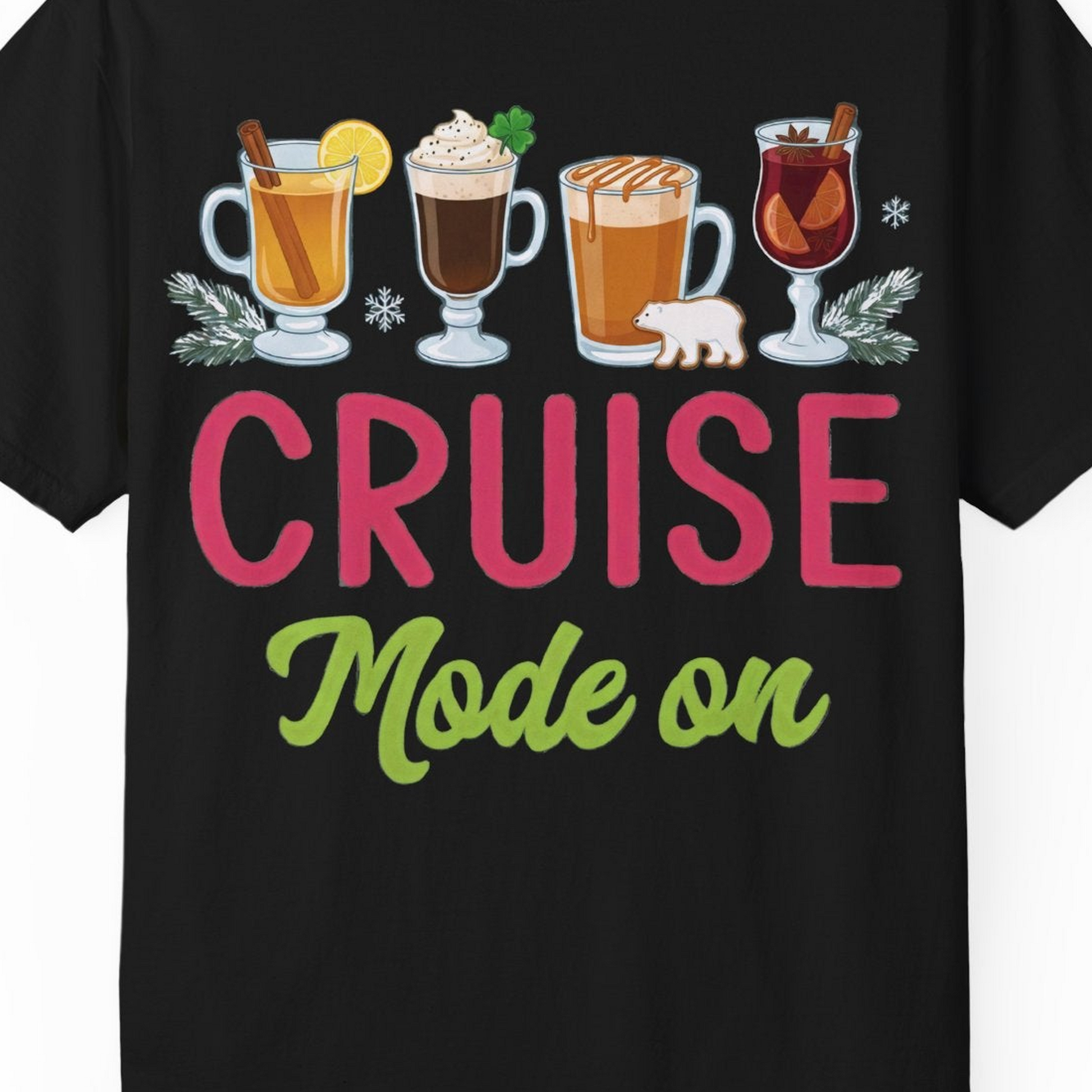 Cruise Mode On Shirt Comfort Colors T-Shirt – Black – Alaska Cruise Shirts Close Up