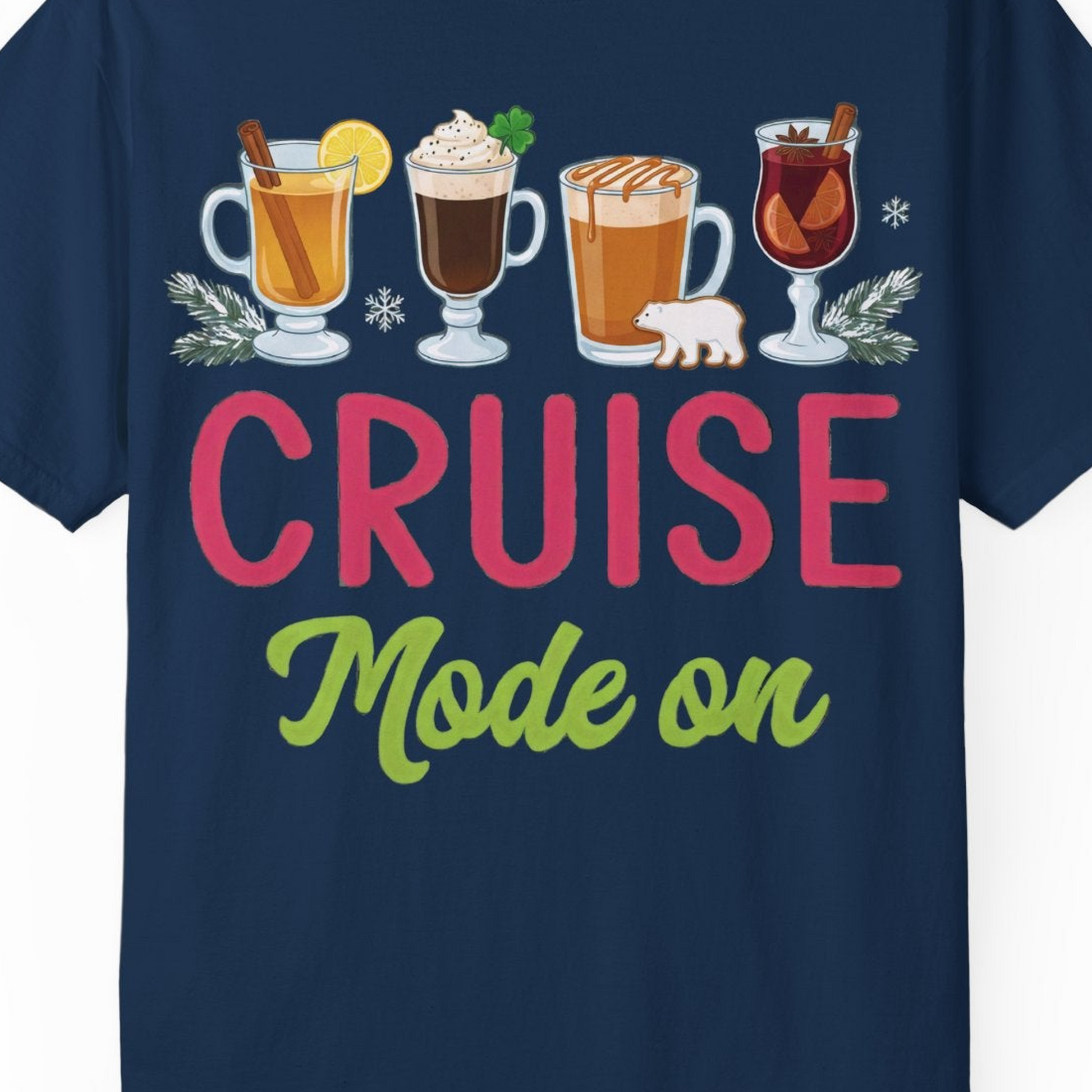 Cruise Mode On Shirt Comfort Colors T-Shirt – Navy – Alaska Cruise Shirts Close Up