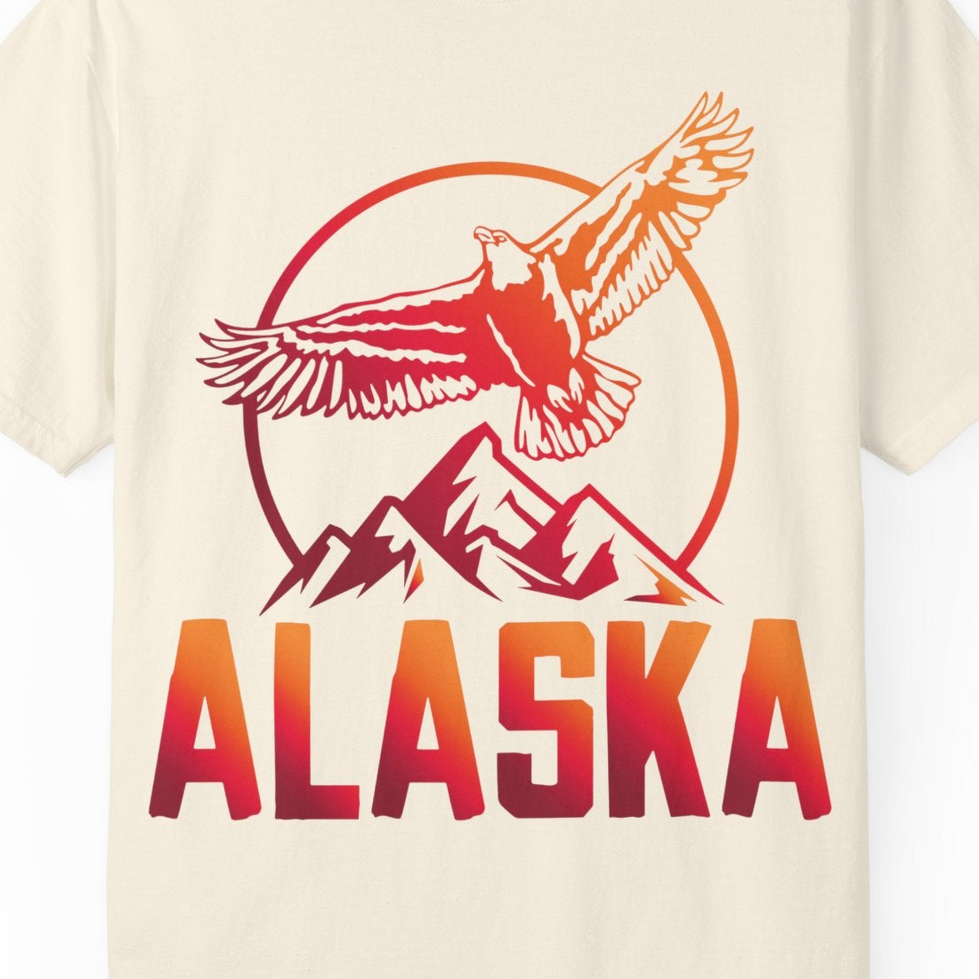 Alaska Eagle Mountains Graphic Shirt Comfort Colors T-Shirt – Ivory – Alaska Cruise Shirts Close Up