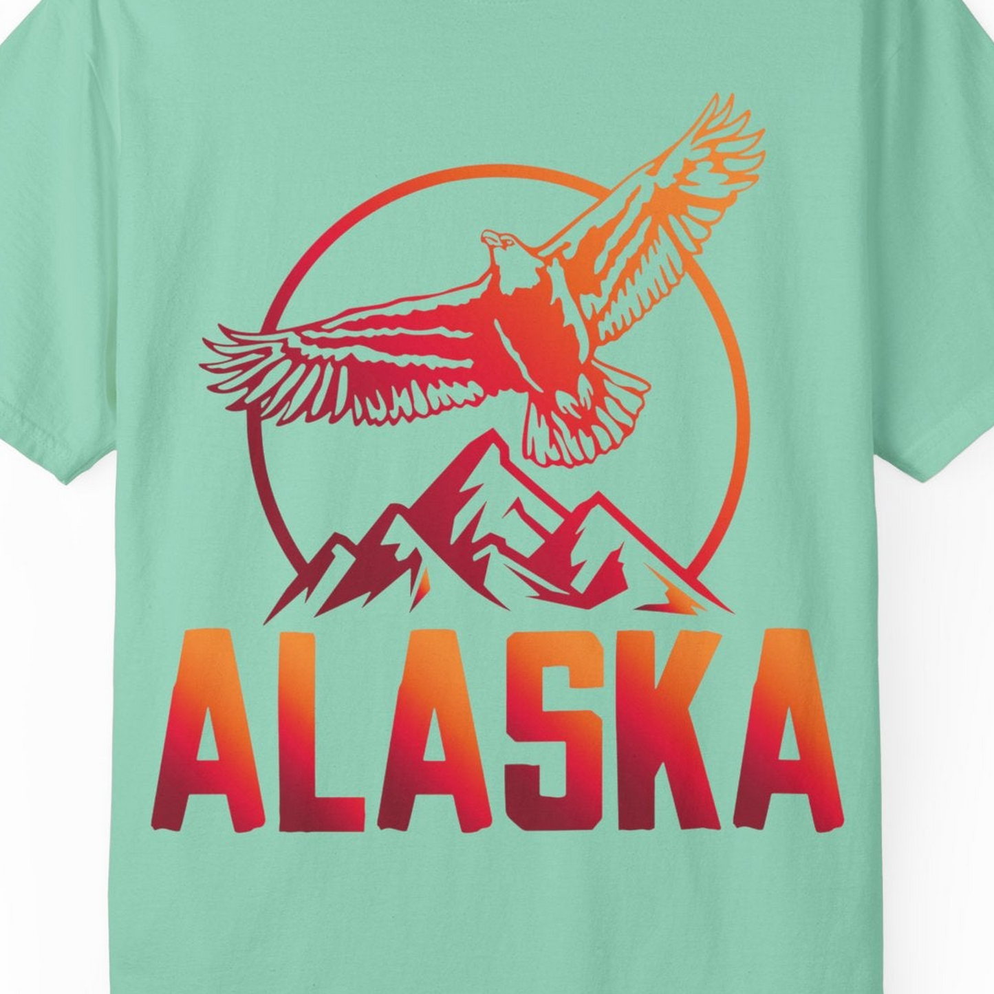 Alaska Eagle Mountains Graphic Shirt Comfort Colors T-Shirt – Island Reef – Alaska Cruise Shirts Close Up