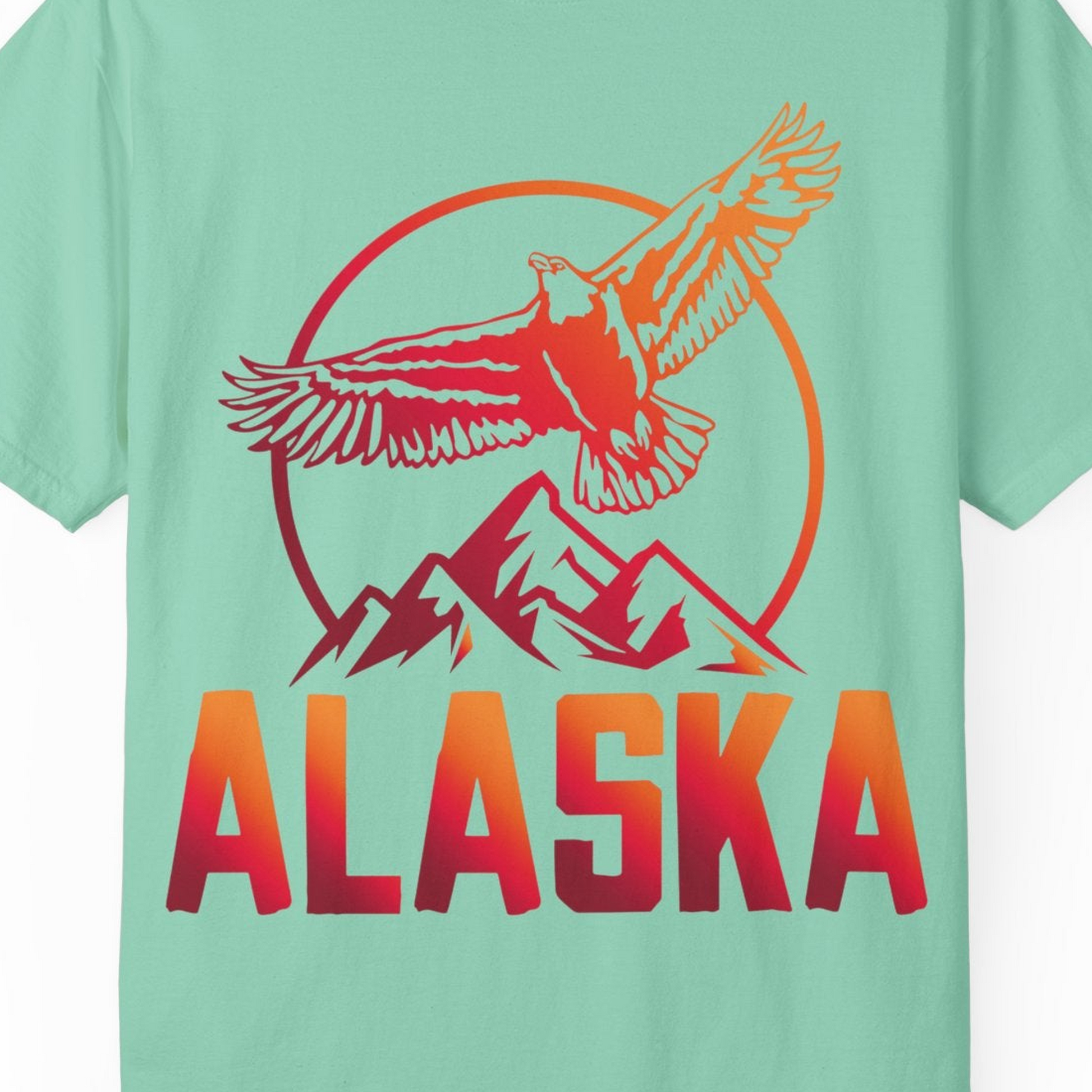 Alaska Eagle Mountains Graphic Shirt Comfort Colors T-Shirt – Island Reef – Alaska Cruise Shirts Close Up