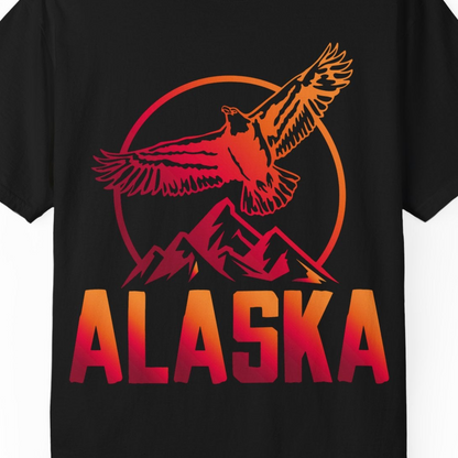 Alaska Eagle Mountains Graphic Shirt Comfort Colors T-Shirt – Black – Alaska Cruise Shirts Close Up