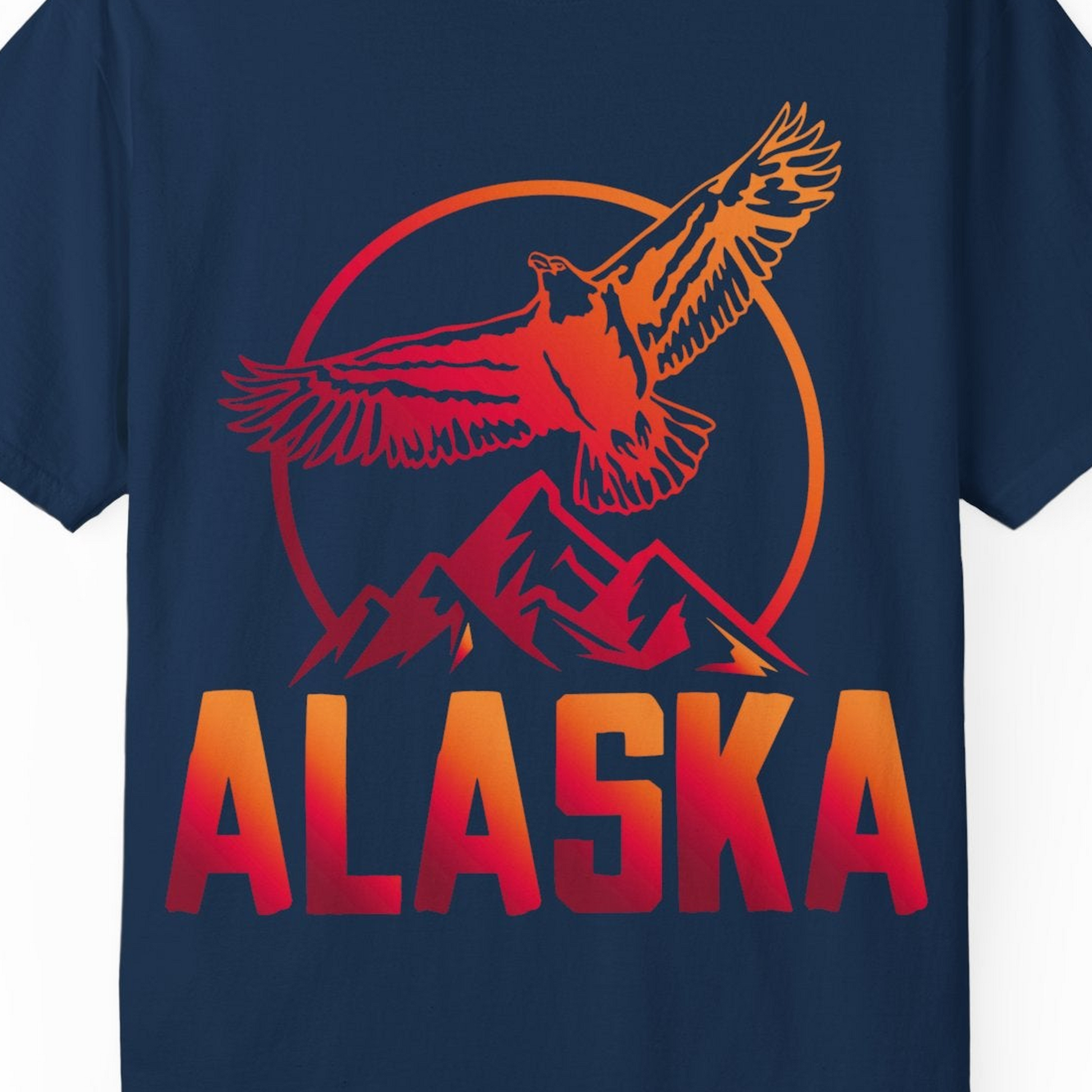 Alaska Eagle Mountains Graphic Shirt Comfort Colors T-Shirt – Navy – Alaska Cruise Shirts Close Up