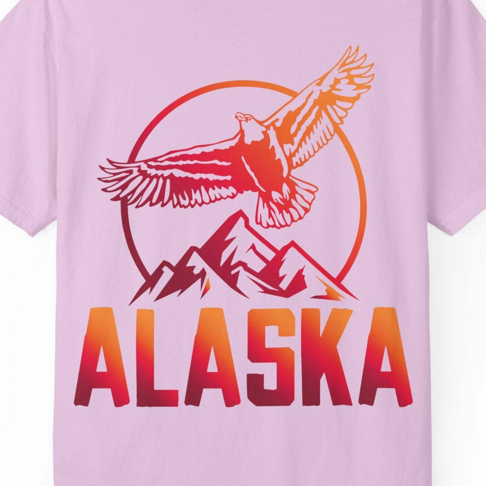 Alaska Eagle Mountains Graphic Shirt Comfort Colors T-Shirt – Orchid – Alaska Cruise Shirts Close Up