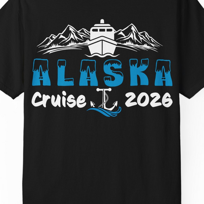 Alaska Cruise 2026 Shirt Comfort Colors T-Shirt – Black – Alaska Cruise Shirts Close Up