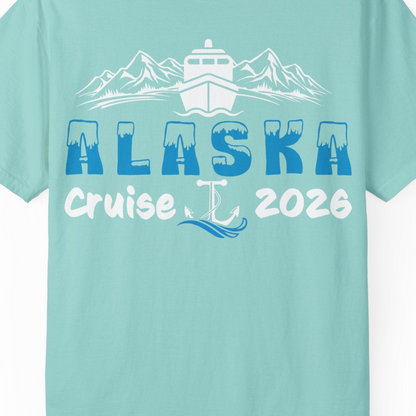 Alaska Cruise 2026 Shirt Comfort Colors T-Shirt – Chalky Mint – Alaska Cruise Shirts Close Up
