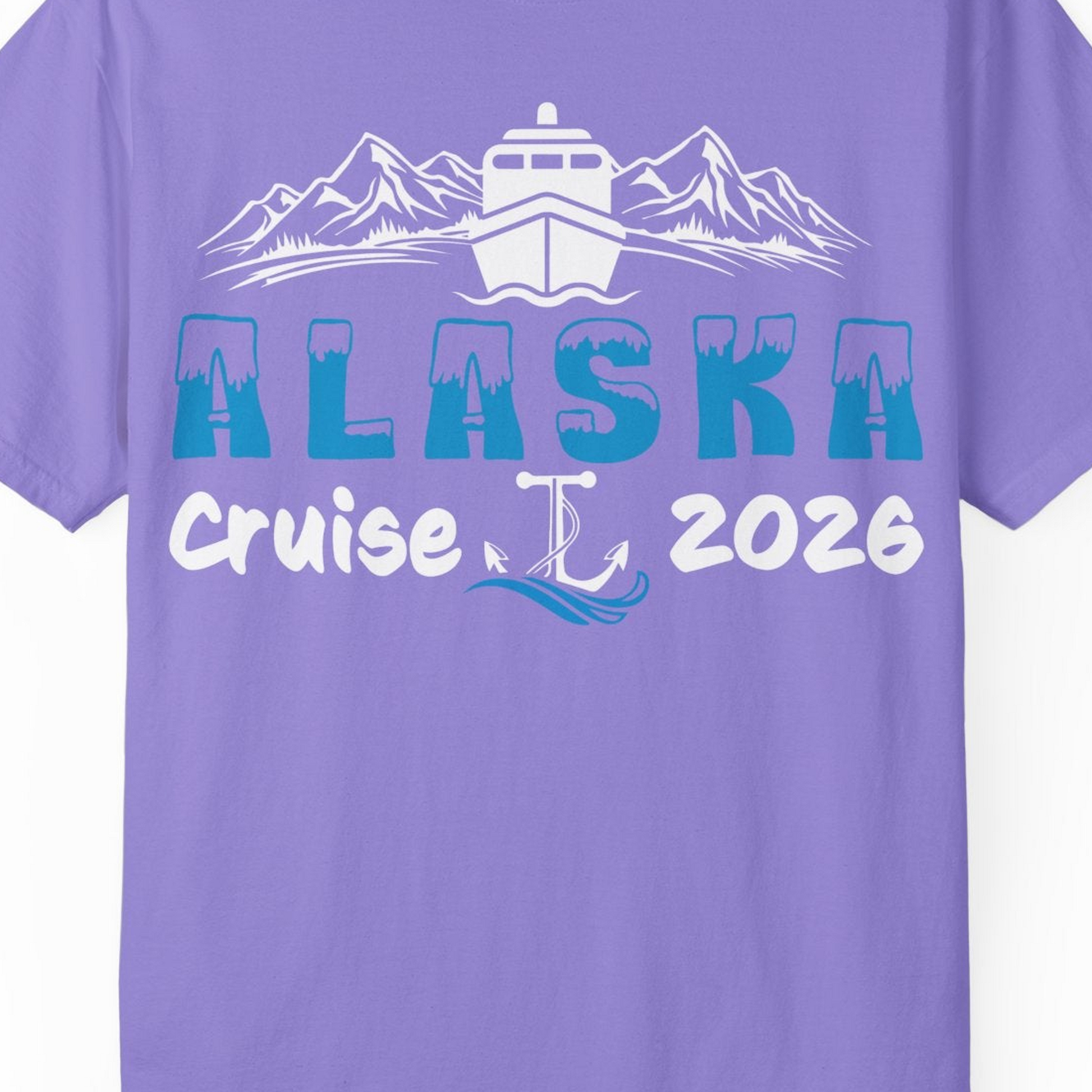 Alaska Cruise 2026 Shirt Comfort Colors T-Shirt – Violet – Alaska Cruise Shirts Close Up