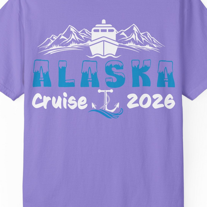 Alaska Cruise 2026 Shirt Comfort Colors T-Shirt – Violet – Alaska Cruise Shirts Close Up