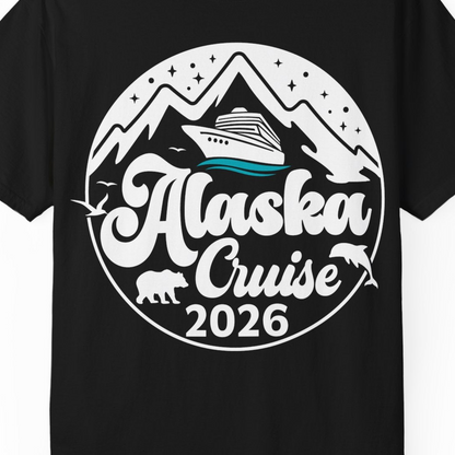 Alaska Cruise 2026 Shirt Comfort Colors T-Shirt – Black – Alaska Cruise Shirts Close Up