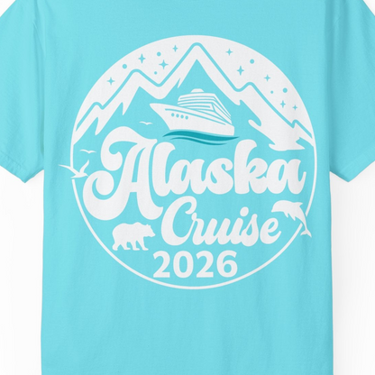Alaska Cruise 2026 Shirt Comfort Colors T-Shirt – Lagoon Blue – Alaska Cruise Shirts Close Up