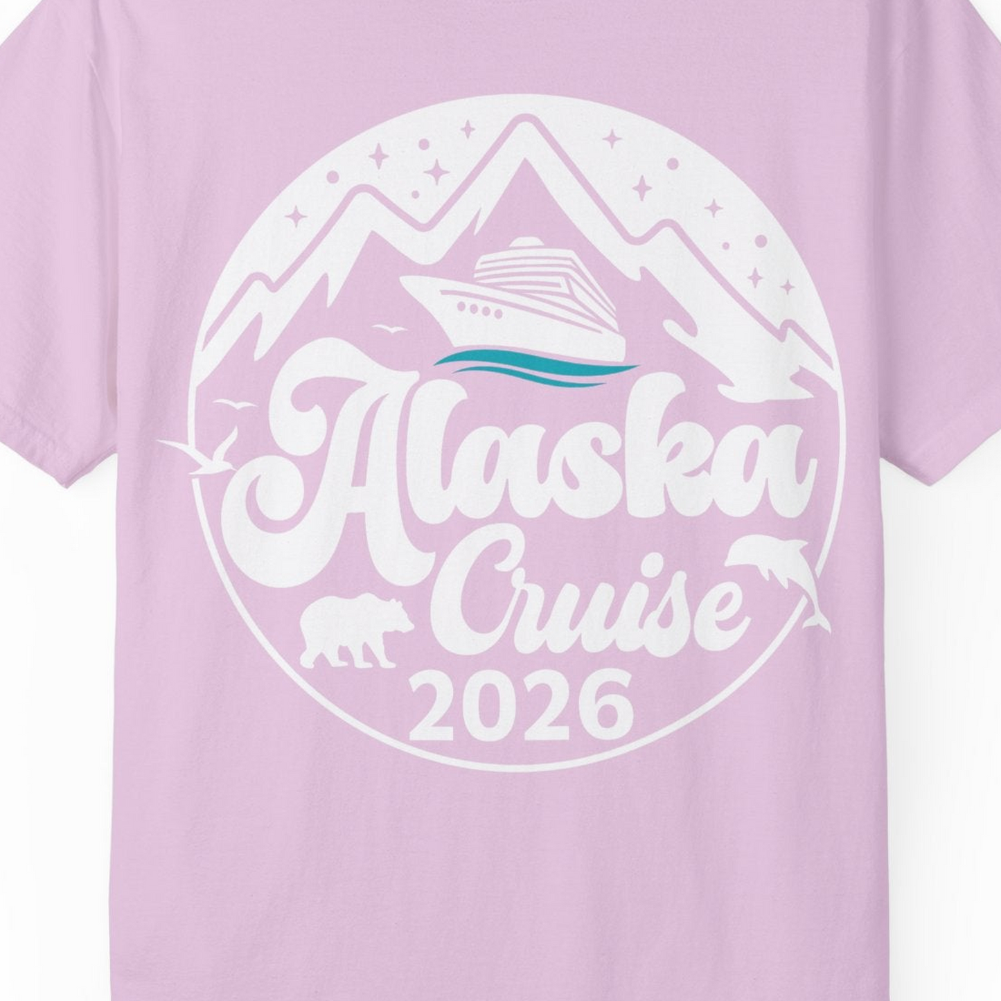 Alaska Cruise 2026 Shirt Comfort Colors T-Shirt – Orchid – Alaska Cruise Shirts Close Up