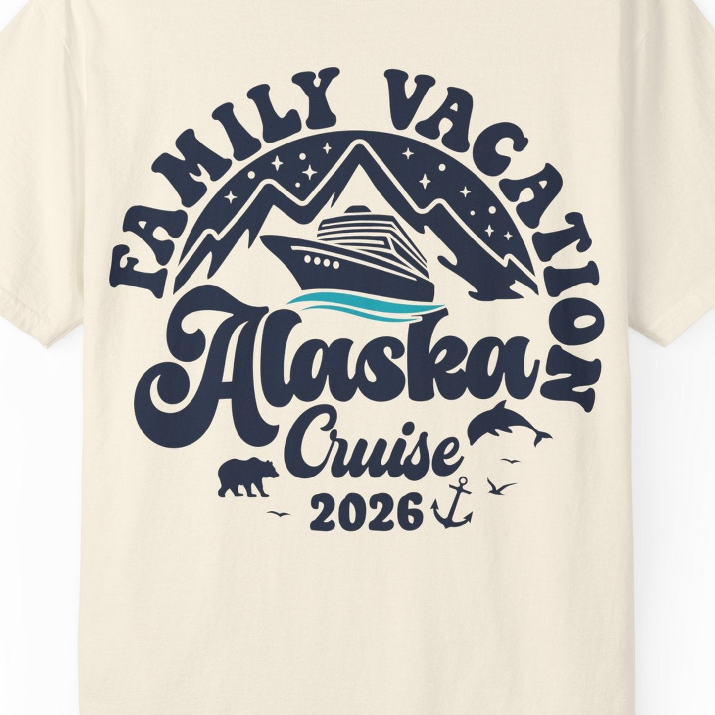 Alaska Family Cruise Shirt Comfort Colors T-Shirt – Ivory – Alaska Cruise Shirts Close Up