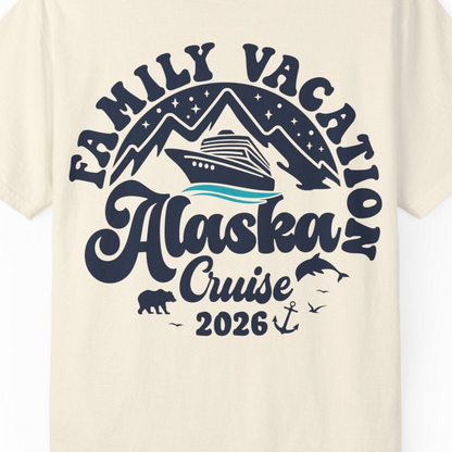 Alaska Family Cruise Shirt Comfort Colors T-Shirt – Ivory – Alaska Cruise Shirts Close Up