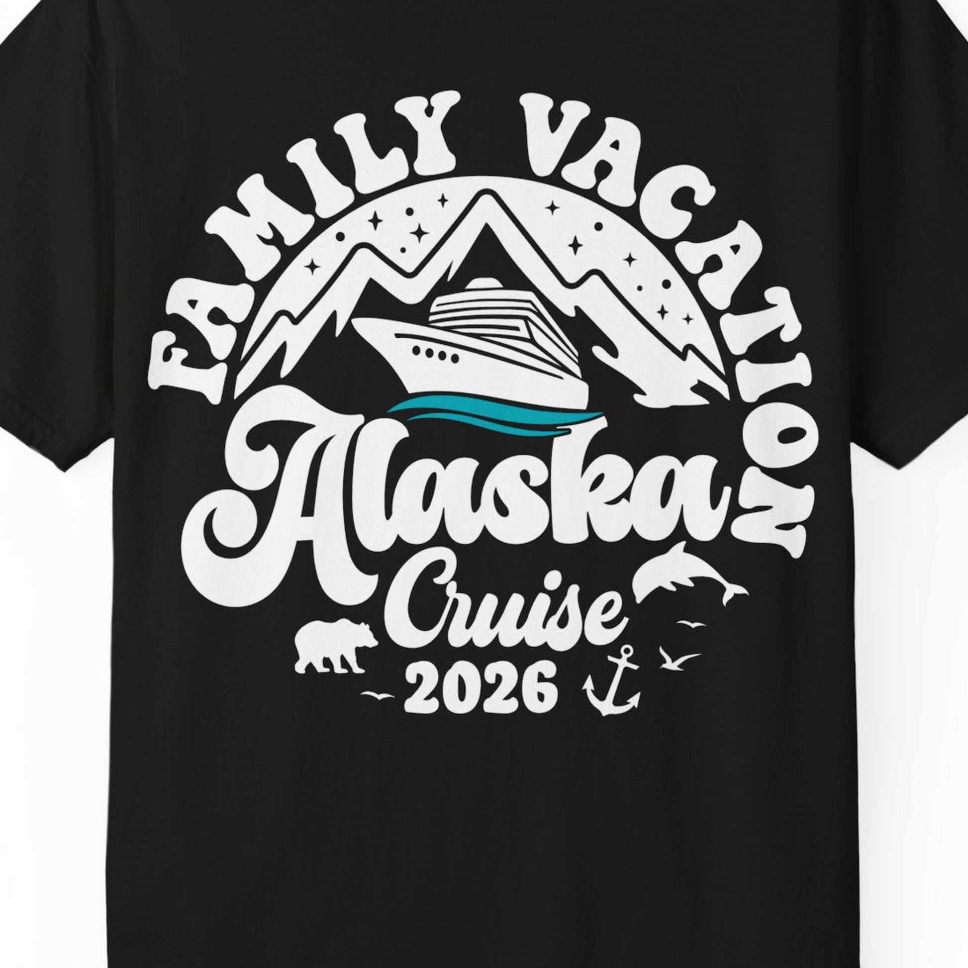 Alaska Family Cruise Shirt Comfort Colors T-Shirt – Black – Alaska Cruise Shirts Close Up