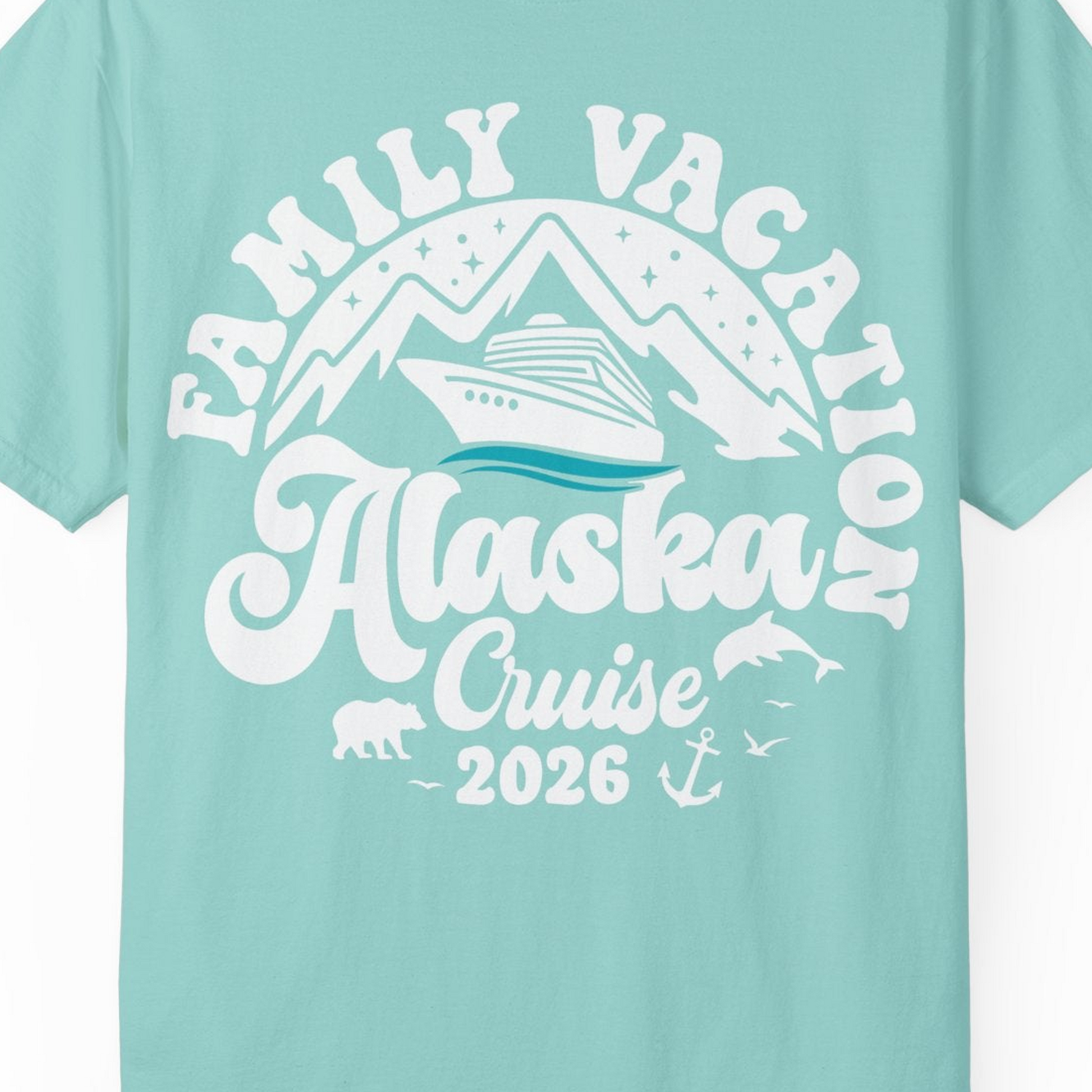 Alaska Family Cruise Shirt Comfort Colors T-Shirt – Chalky Mint – Alaska Cruise Shirts Close Up