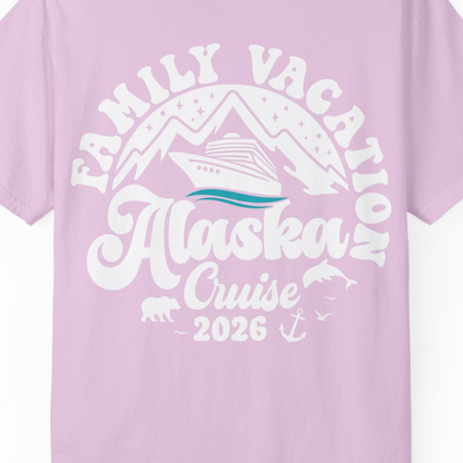 Alaska Family Cruise Shirt Comfort Colors T-Shirt – Orchid – Alaska Cruise Shirts Close Up