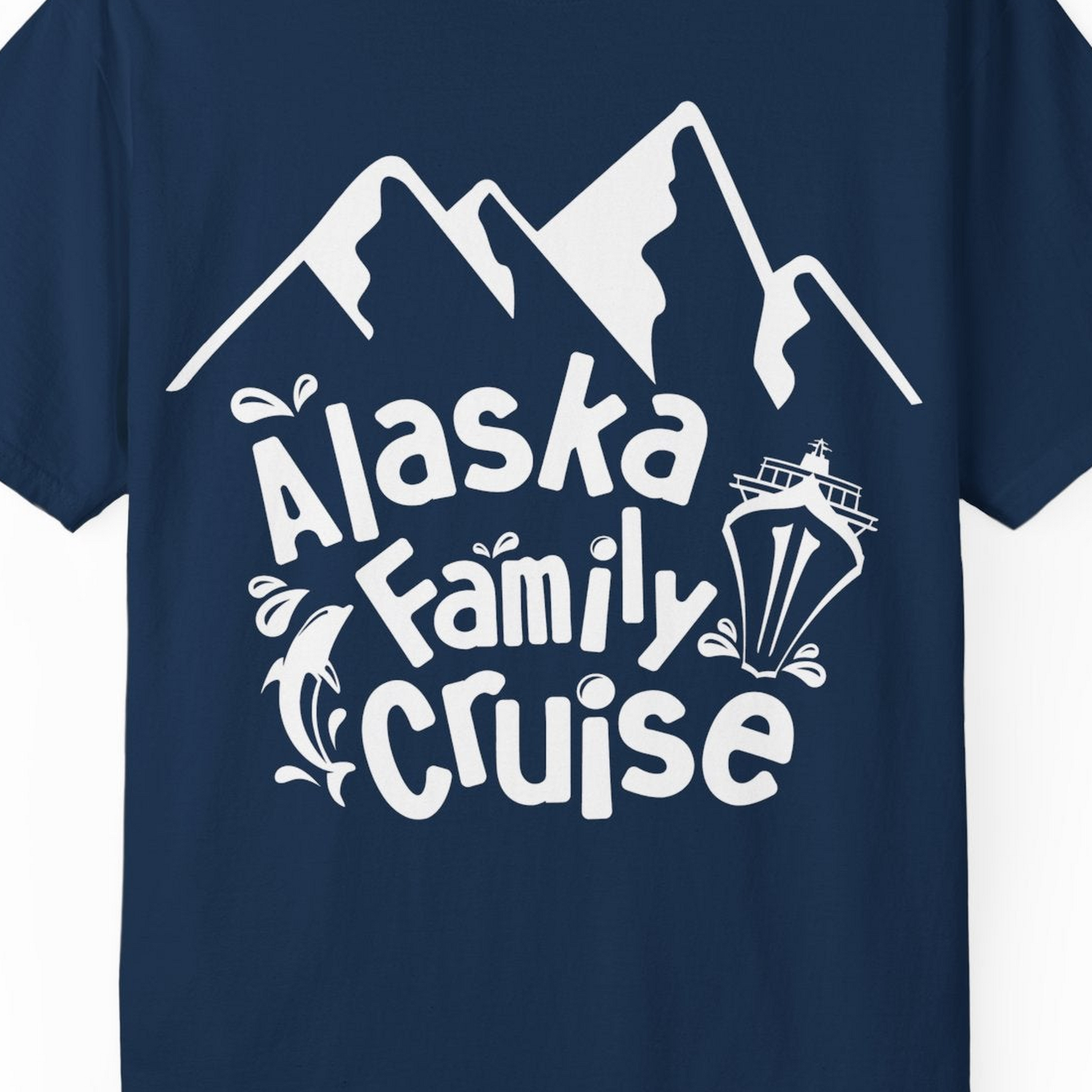 Alaska Family Cruise Adventure Shirt Comfort Colors T-Shirt – Navy – Alaska Cruise Shirts Close Up