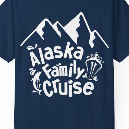 Alaska Family Cruise Adventure Shirt Comfort Colors T-Shirt – Navy – Alaska Cruise Shirts Close Up