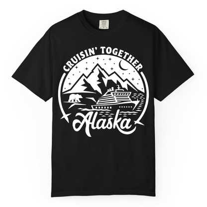 Alaska Cruise Adventure Shirt Comfort Colors T-Shirt – Black – Alaska Cruise Shirts Close Up