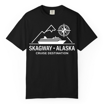 Skagway Alaska Cruise Shirt Comfort Colors T-Shirt – Black – Alaska Cruise Shirts Close Up