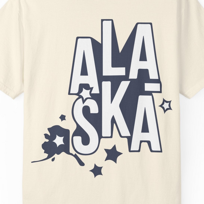 Alaska Stars Bold Typography Shirt Comfort Colors T-Shirt – Ivory – Alaska Cruise Shirts Close Up
