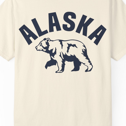 Alaska Bear Silhouette Wildlife Shirt Comfort Colors T-Shirt – Ivory – Alaska Cruise Shirts Close Up