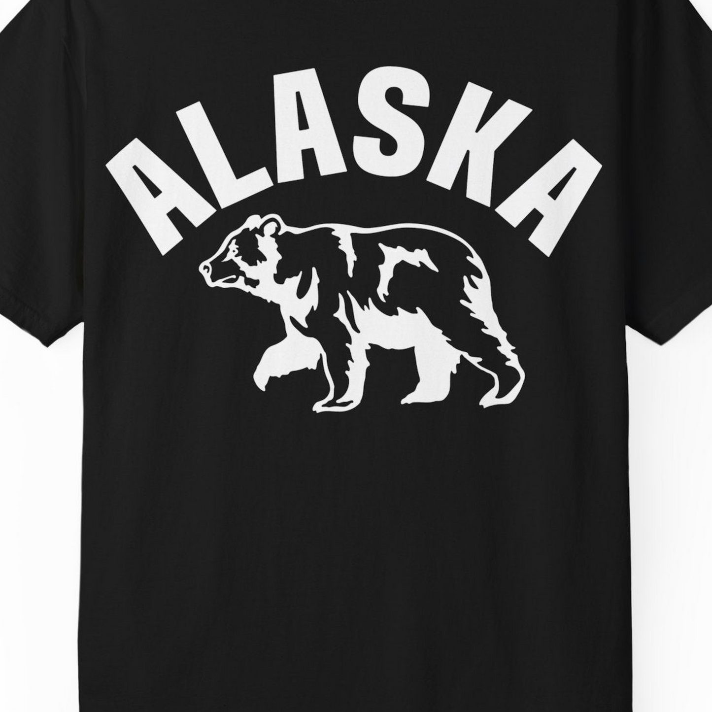 Alaska Bear Silhouette Wildlife Shirt Comfort Colors T-Shirt – Black – Alaska Cruise Shirts Close Up