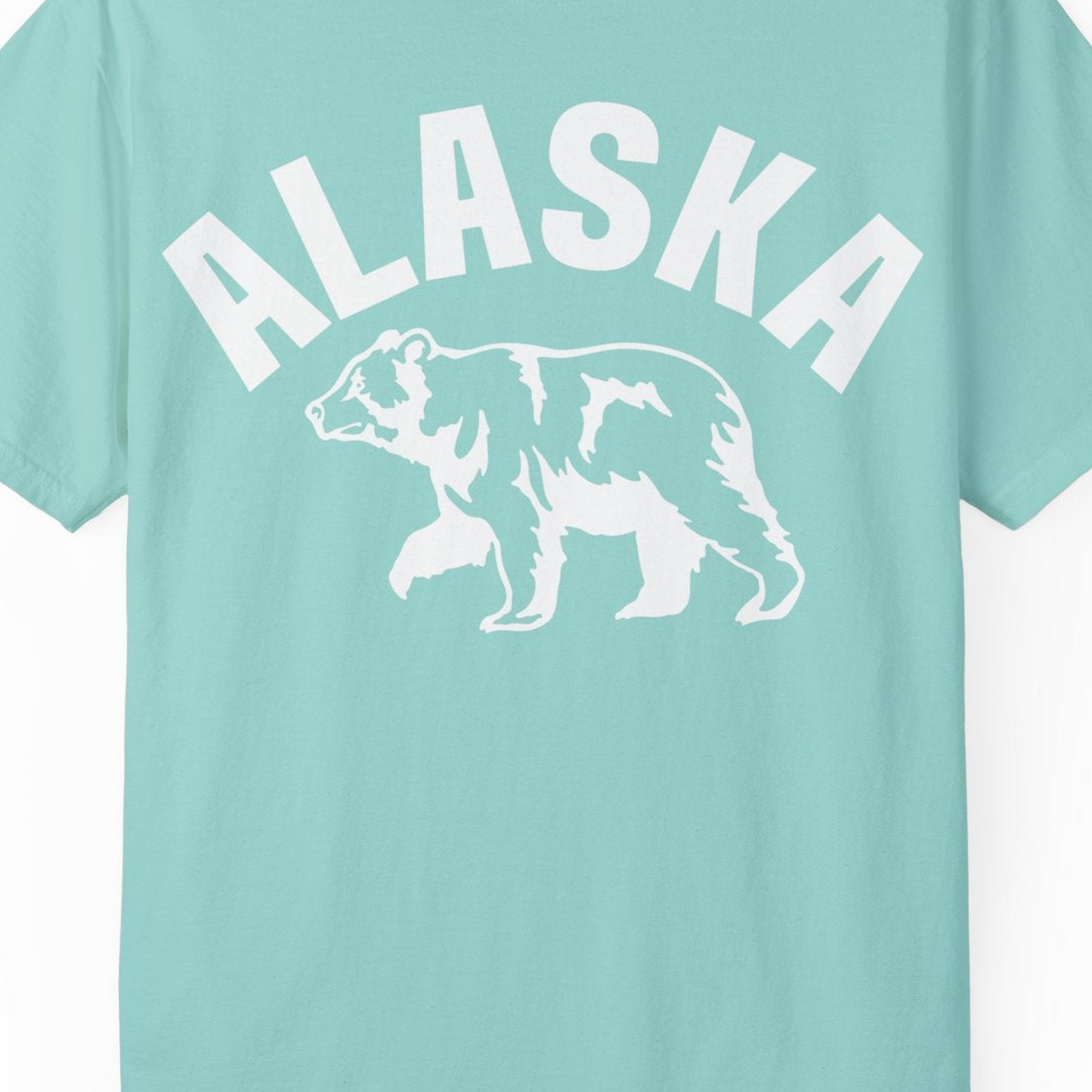 Alaska Bear Silhouette Wildlife Shirt Comfort Colors T-Shirt – Chalky Mint – Alaska Cruise Shirts Close Up