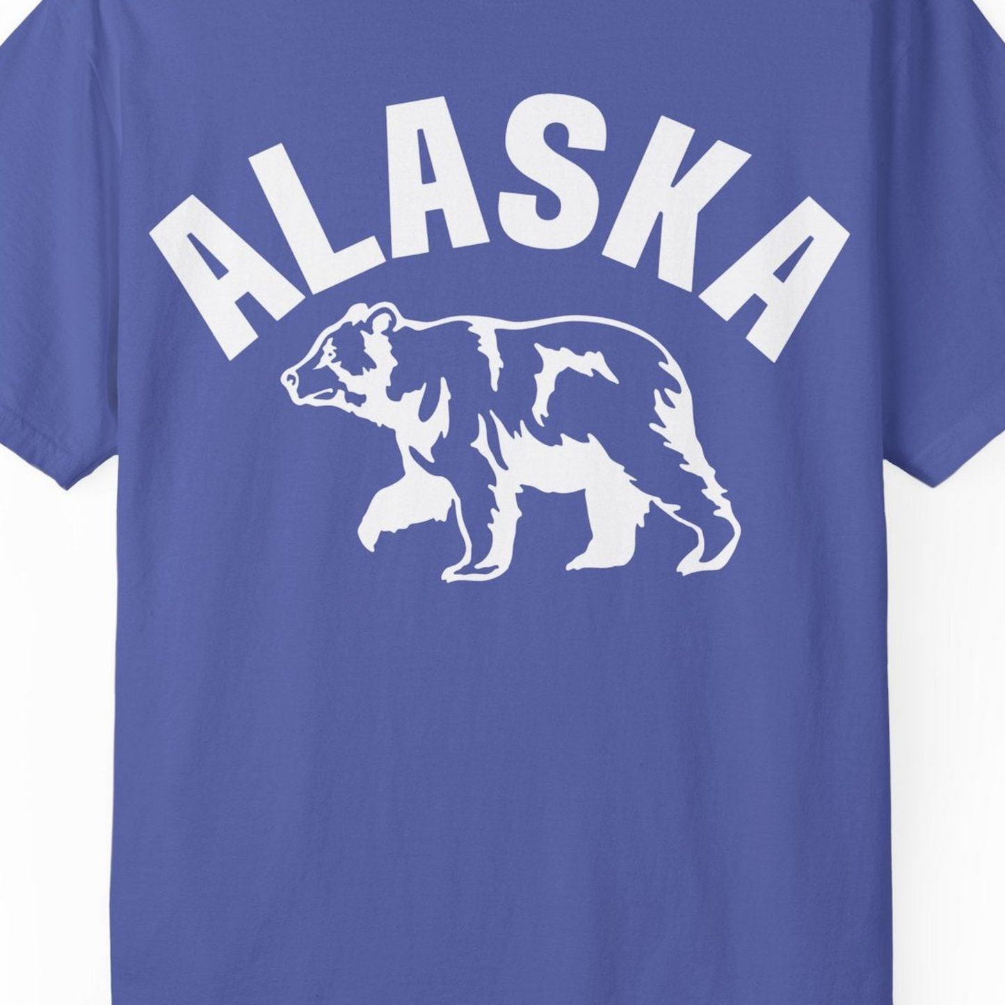 Alaska Bear Silhouette Wildlife Shirt Comfort Colors T-Shirt – Periwinkle – Alaska Cruise Shirts Close Up