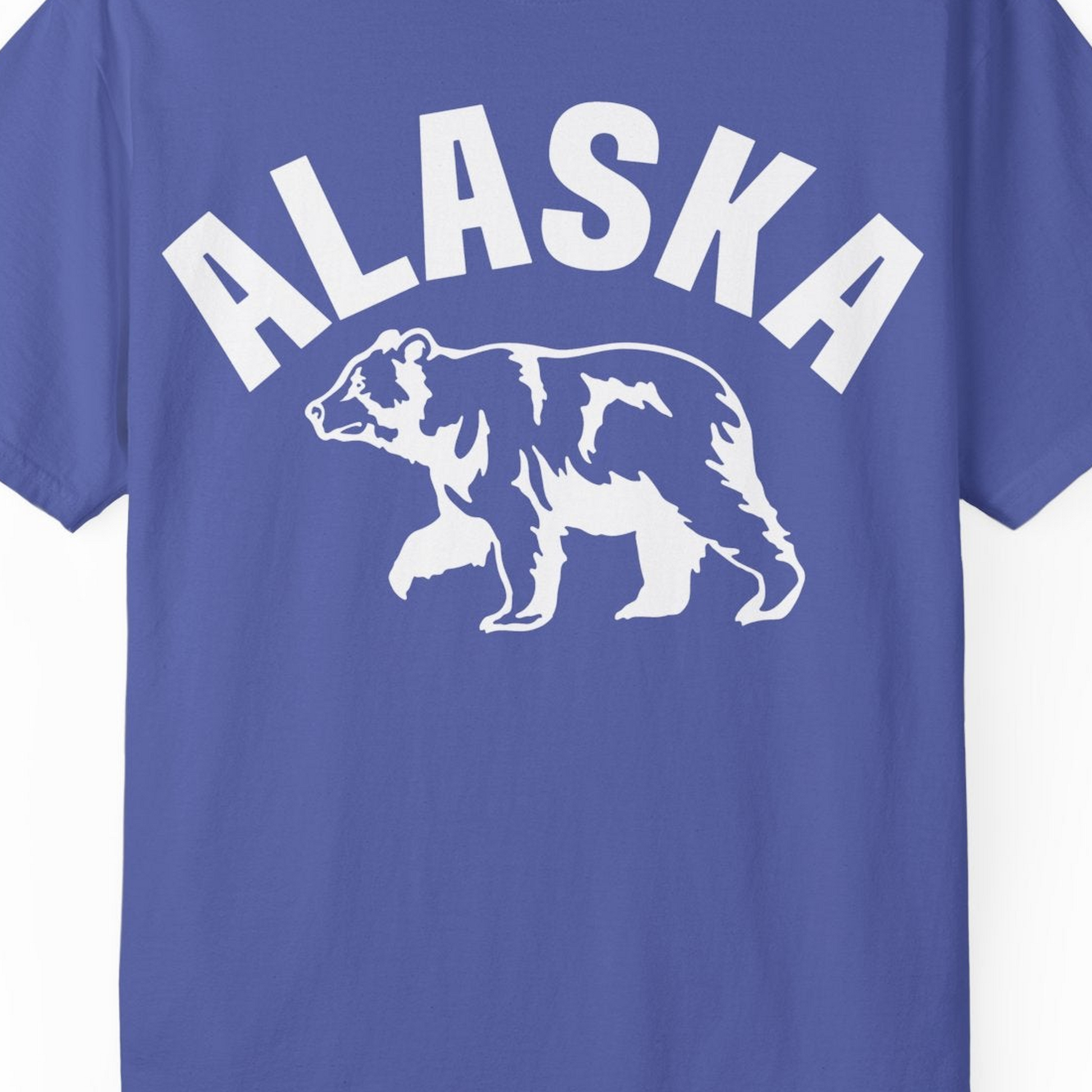 Alaska Bear Silhouette Wildlife Shirt Comfort Colors T-Shirt – Periwinkle – Alaska Cruise Shirts Close Up
