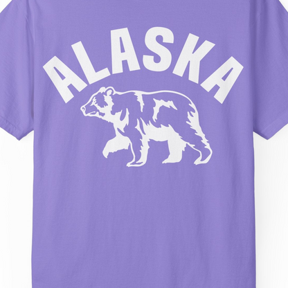 Alaska Bear Silhouette Wildlife Shirt Comfort Colors T-Shirt – Violet – Alaska Cruise Shirts Close Up