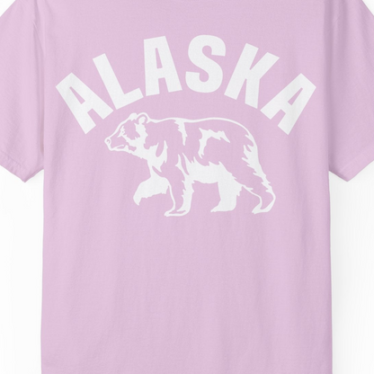 Alaska Bear Silhouette Wildlife Shirt Comfort Colors T-Shirt – Orchid – Alaska Cruise Shirts Close Up