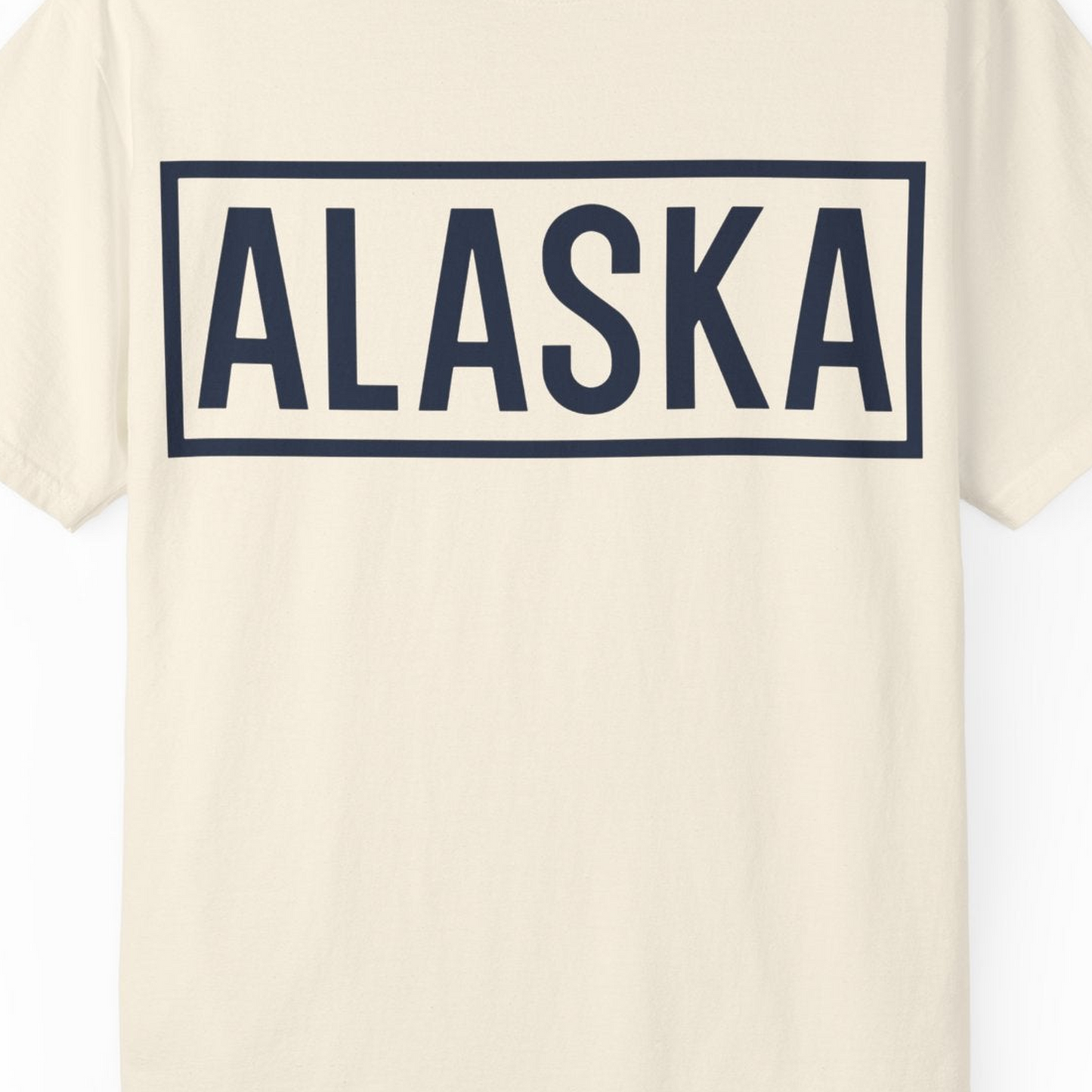Alaska Bold Text Minimalist Monochrome Graphic Shirt for Travelers — Comfort Comfort Colors T-Shirt – Ivory – Alaska Cruise Shirts Close Up