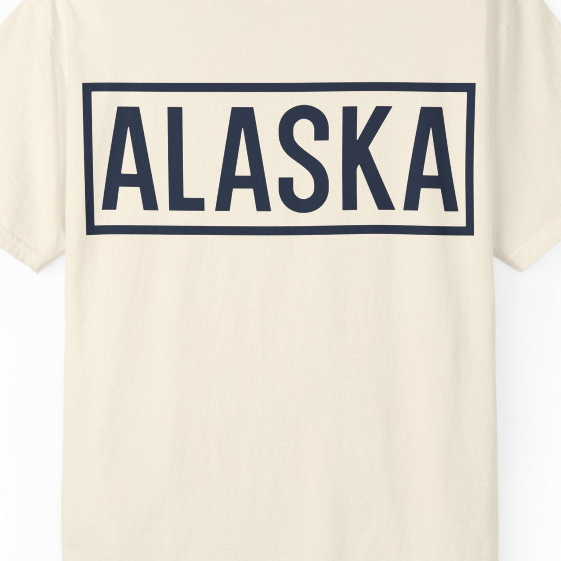 Alaska Bold Text Minimalist Monochrome Graphic Shirt for Travelers — Comfort Comfort Colors T-Shirt – Ivory – Alaska Cruise Shirts Close Up