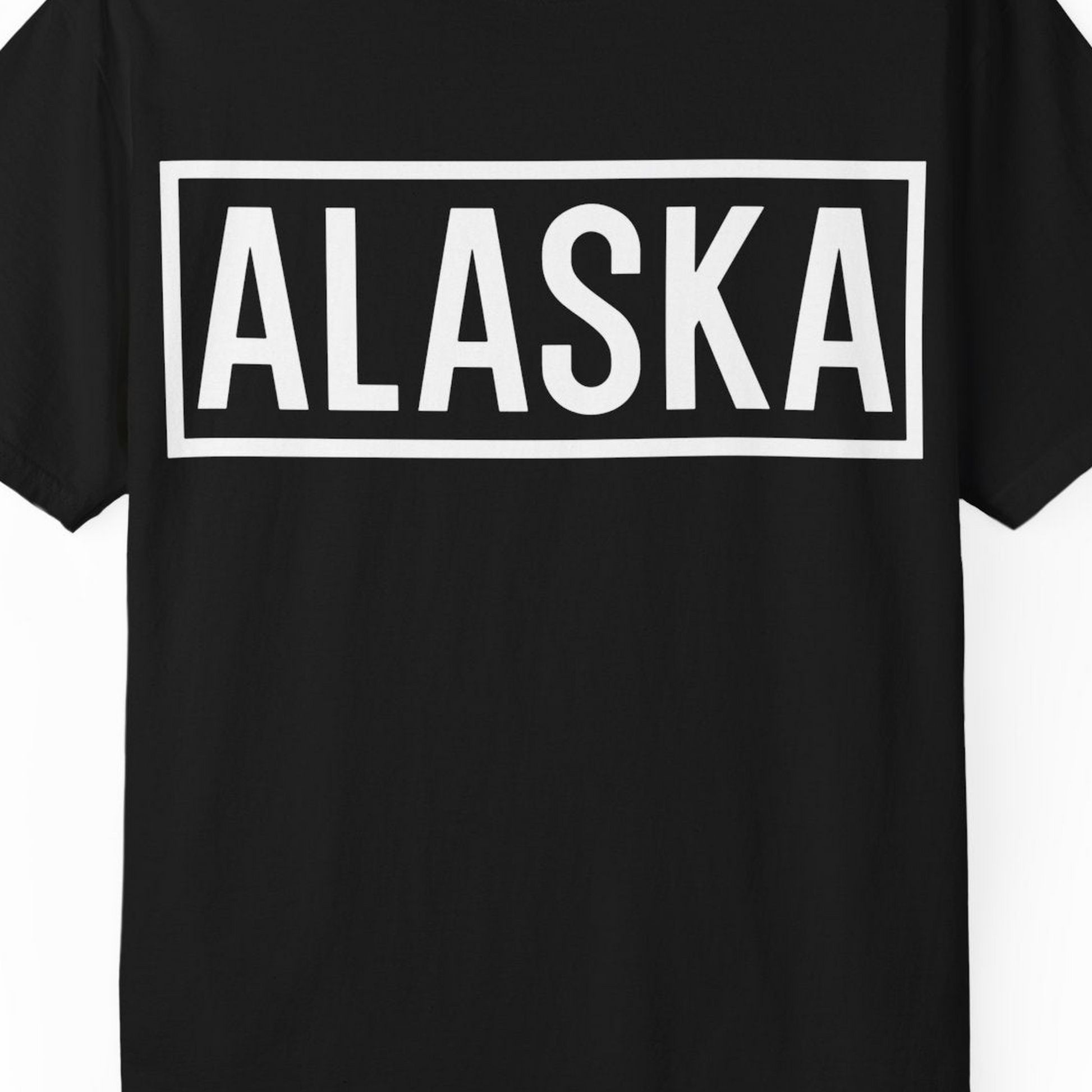 Alaska Bold Text Minimalist Monochrome Graphic Shirt for Travelers — Comfort Comfort Colors T-Shirt – Black – Alaska Cruise Shirts Close Up