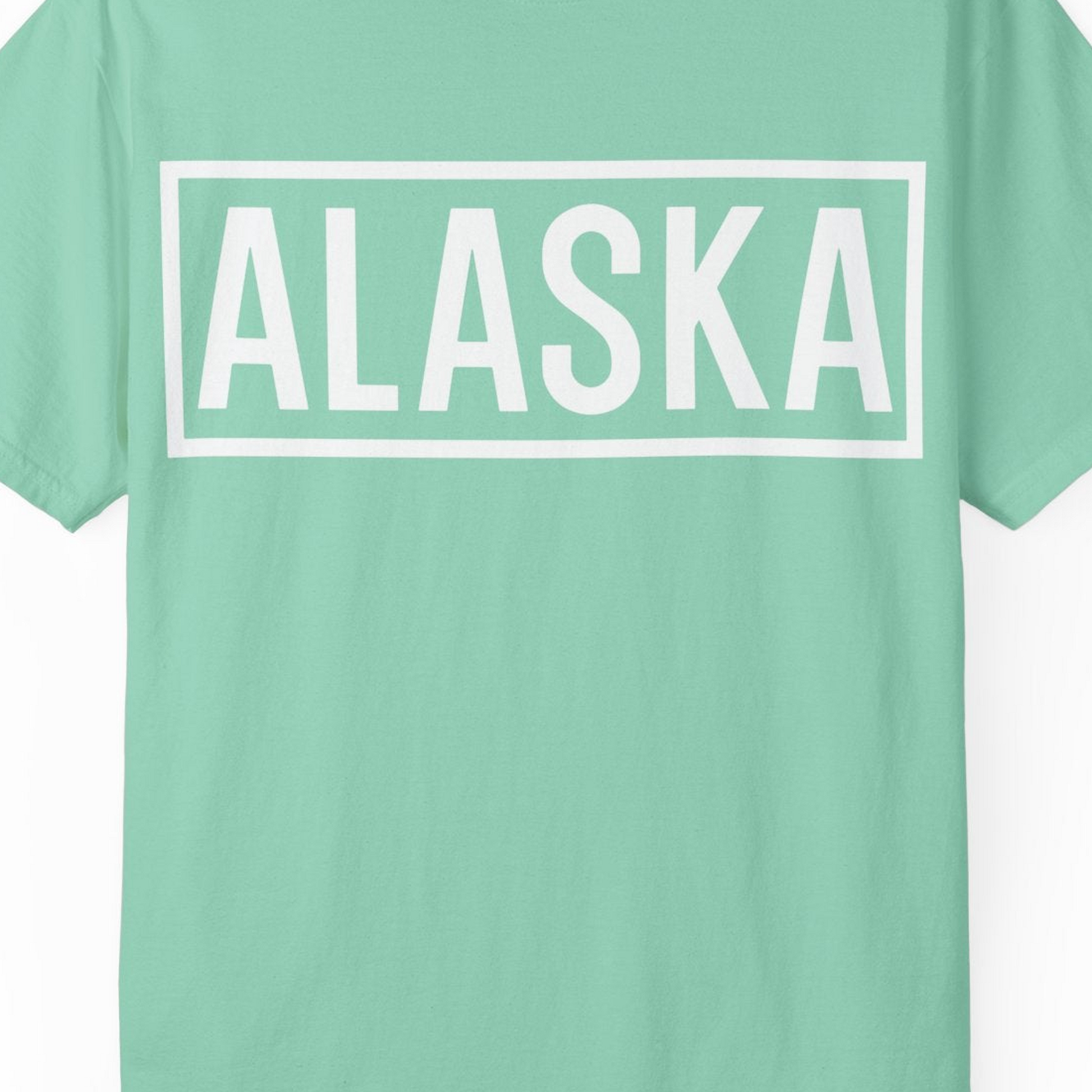 Alaska Bold Text Minimalist Monochrome Graphic Shirt for Travelers — Comfort Comfort Colors T-Shirt – Island Reef – Alaska Cruise Shirts Close Up